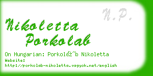 nikoletta porkolab business card